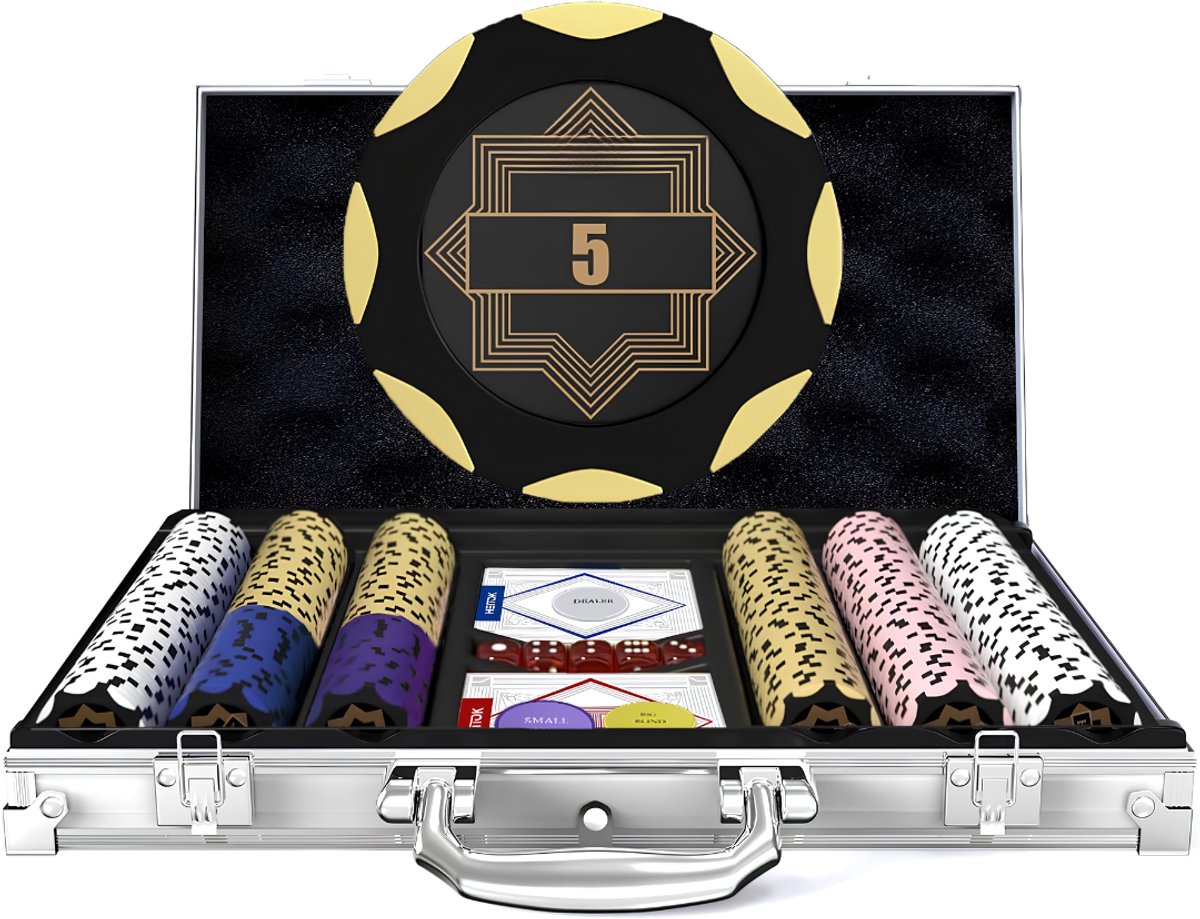 LNMsolutions® Pokerkoffer - Pokerkoffer Pokerset - Koffer voor Pokeren - Zilver - 4cm x 4cm x 1cm