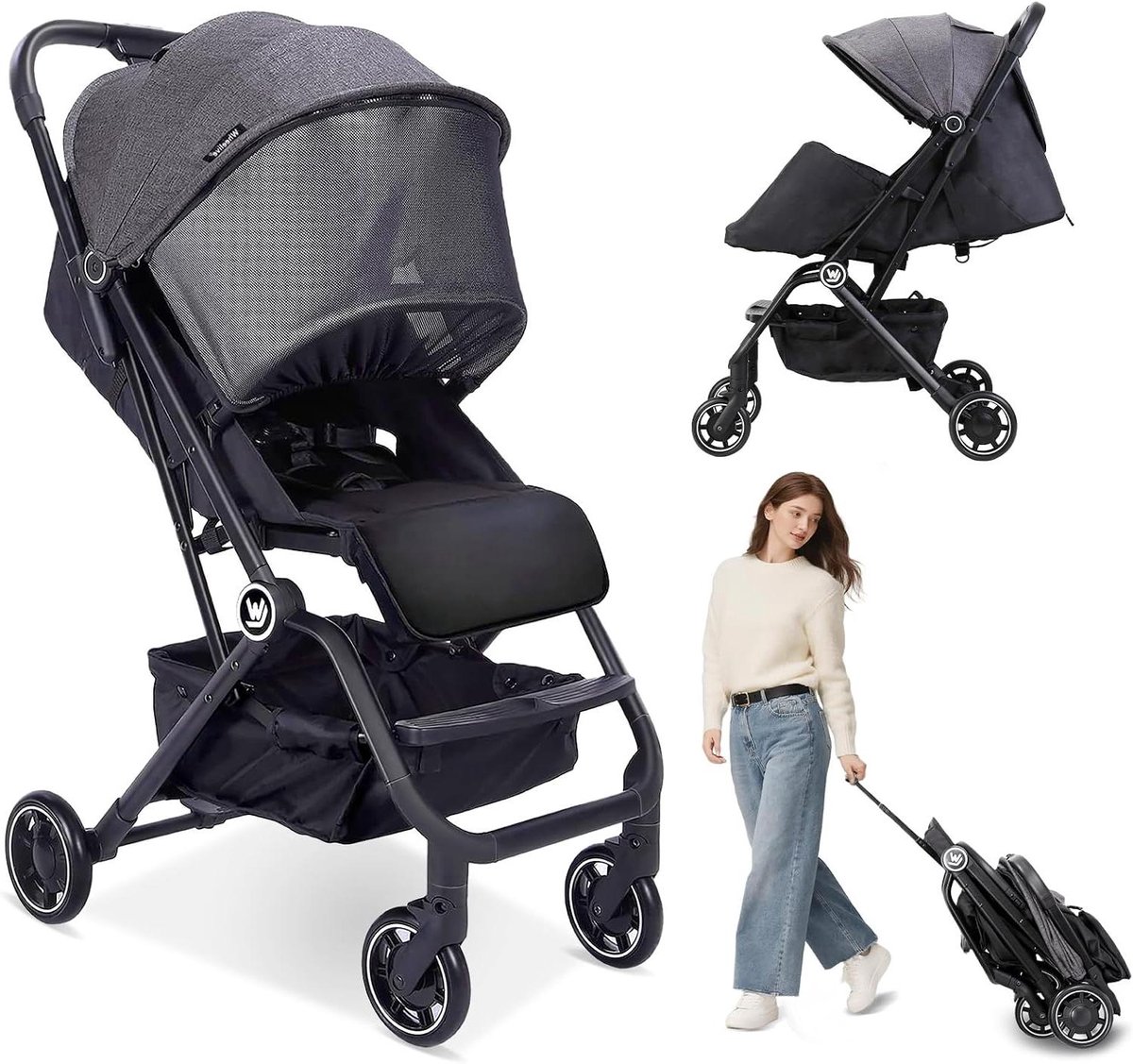 Lichtgewicht Kinderwagen - Compacte Reisbuggy - Veilig Vervoer - Met Eén Hand Opvouwbaar - 64 x 49 x 23 cm
