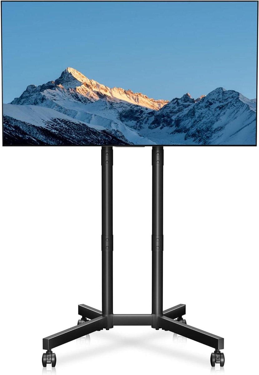 TV Stand - TV Trolley - Mobiel Beeld - In Hoogte Verstelbaar - 32-75 Inch - Zwart