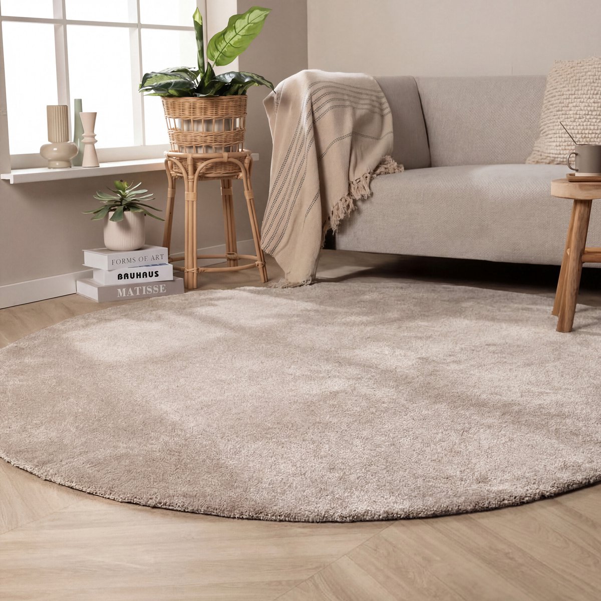 NATURL. Rond wasbaar vloerkleed - Clean Creme - Ø 120cm