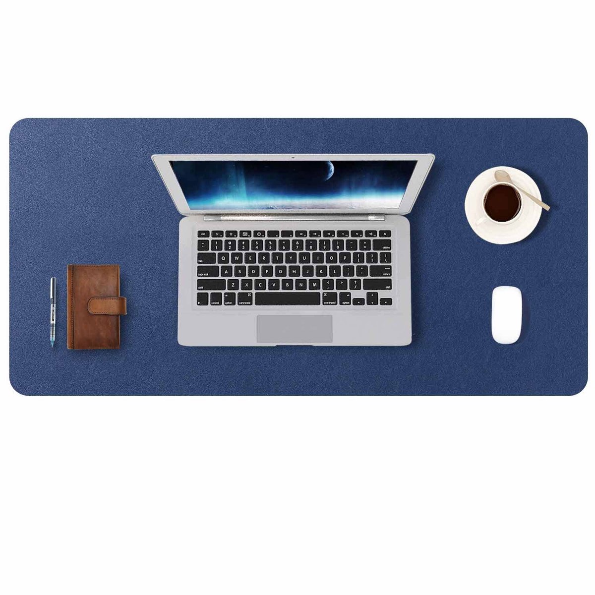 DOBAOJIA Bureauonderlegger, blauw, bureaumat, bureaubescherming, schrijfblok, voor laptop/toetsenbord/muis, PU-leer - ShopVlot