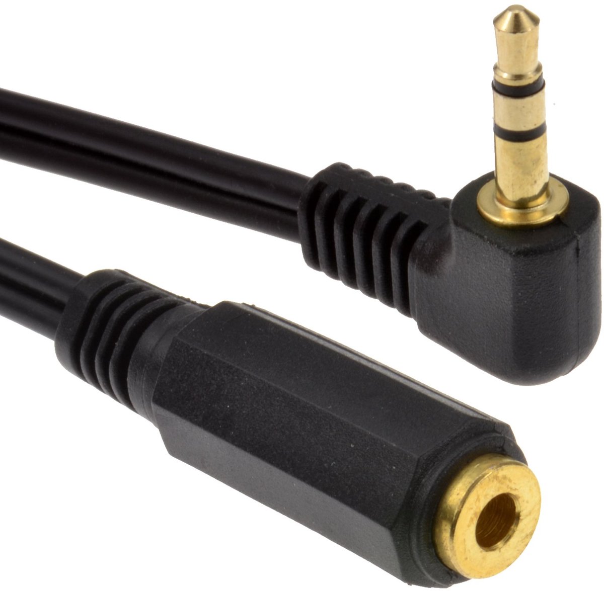 kenable 3,5 mm Rechts Abgewinkelt Stereo Klinkenstecker Voor Koptelefoon Verlengkabel 1 m [1 Meter/1m] - ShopVlot