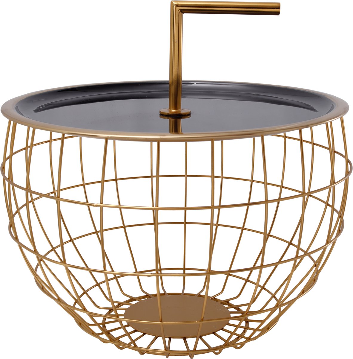 Padiro ronde bijzettafel Ø 42,5 x 29 cm - zwart - Modern Art-Déco Glamour Look - ijzer - handgemaakt