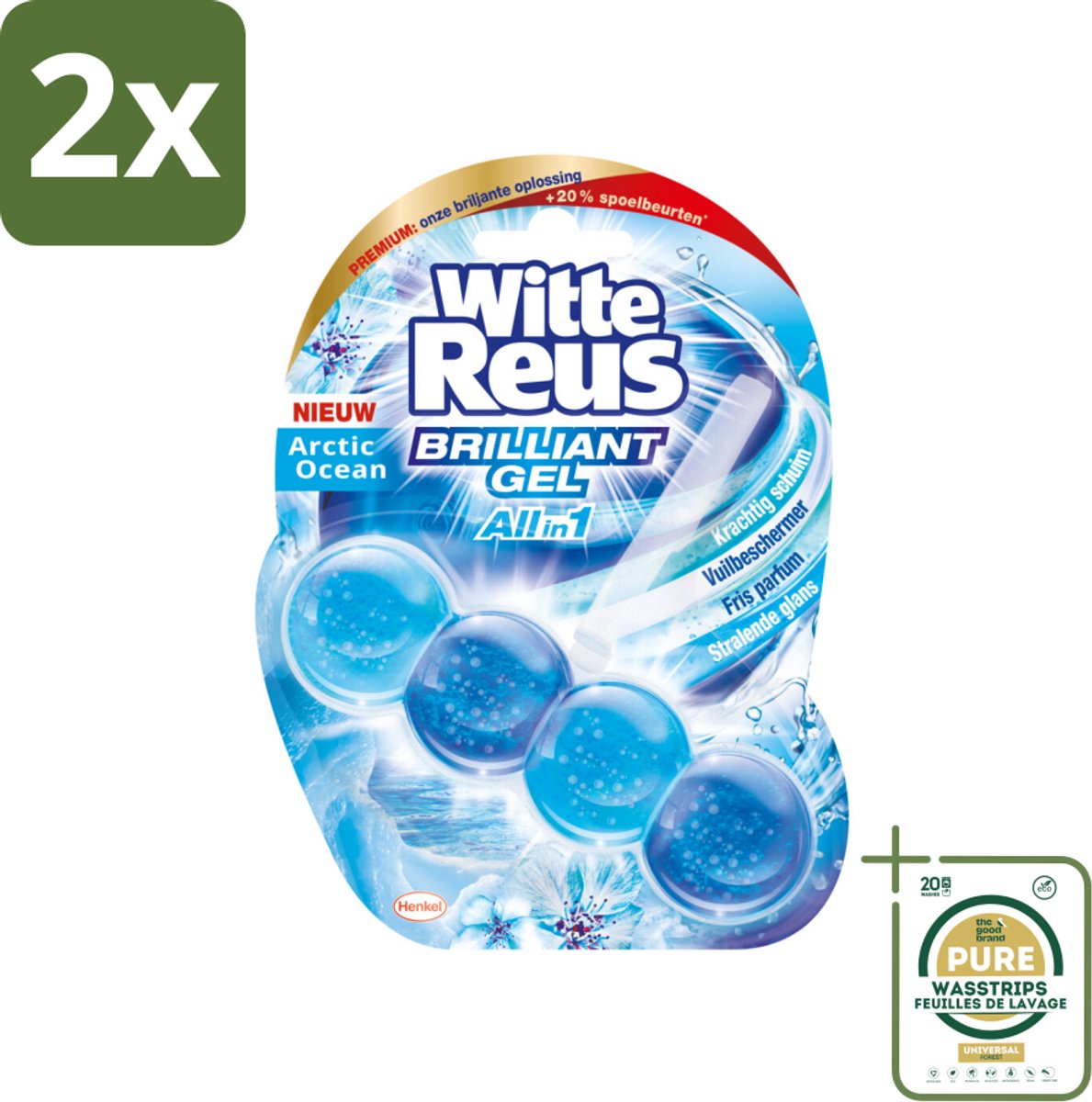 Witte Reus - Brilliant Gel Toiletblok - Arctic Ocean - 1 Toiletblok - Voordeelverpakking - 2 stuks - Frisse geur - Oceaan geur