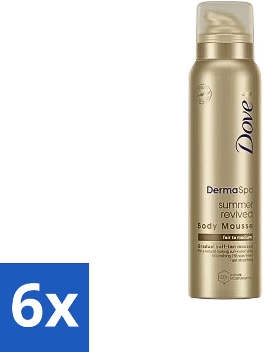 6 x Dove DermaSpa - Zelfbruiner - Tanning Mousse - Medium-Dark - 150 ml - Zonnebruining Mousse - Dove DermaSpa - Natuurlijke Bruining - Gelijkmatige Bruining - Hydraterende Bruining