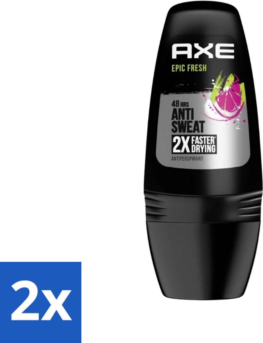 2 x Axe - Deodorant Roller- 48hrs Fresh - Epic Fresh - 50 ml - Anti-transpirant - Deodorant - Axe - Epic Fresh - 48 Uur Bescherming