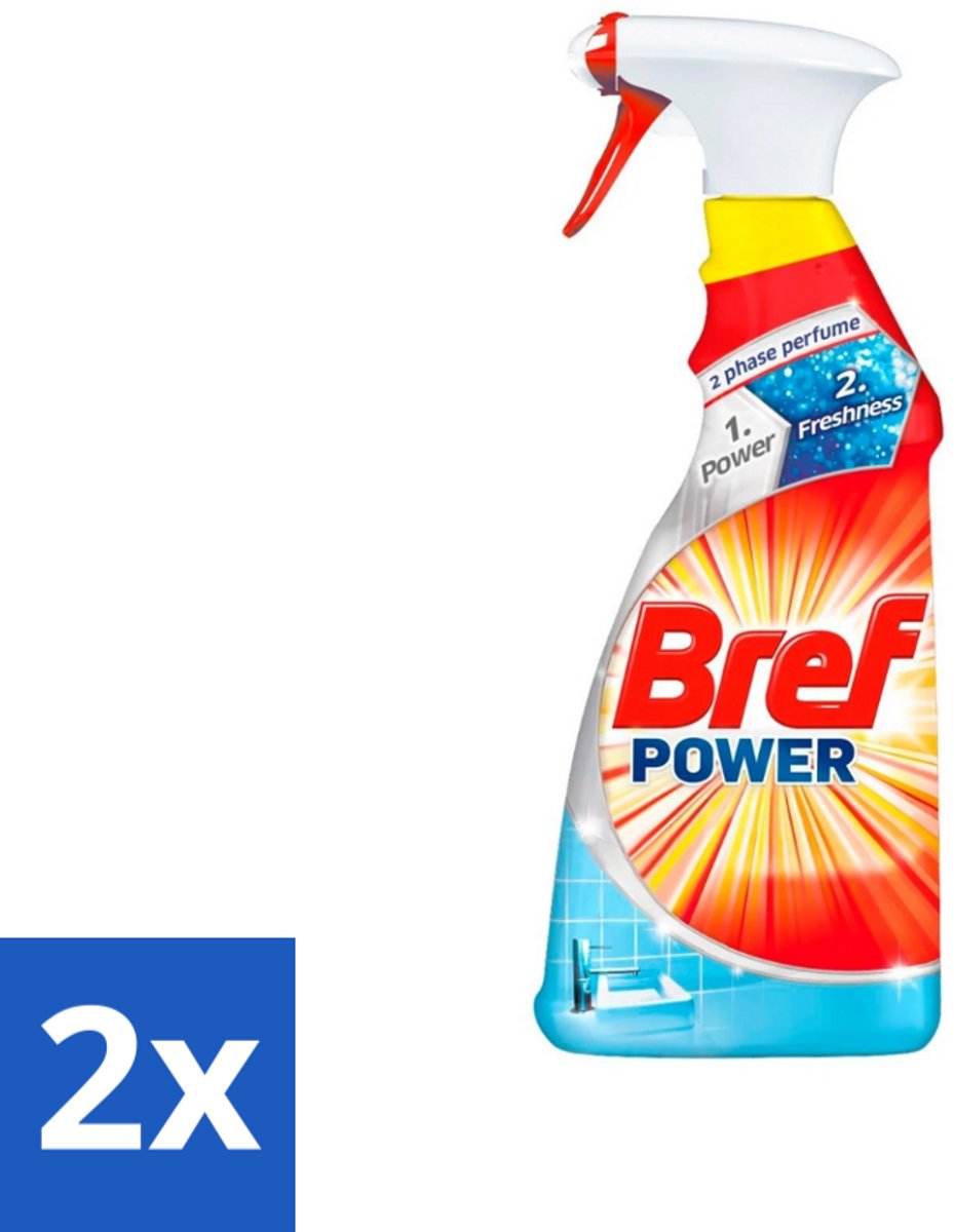 2 x Bref Power - Badkamerreiniger - Spray - Anti-Kalk & Vuil - Fris - 750 ml - Kalkreiniging - Vuil Verwijderen - Badkamerschoonmaak - Schoonmaakproduct - Douche Schoonmaken