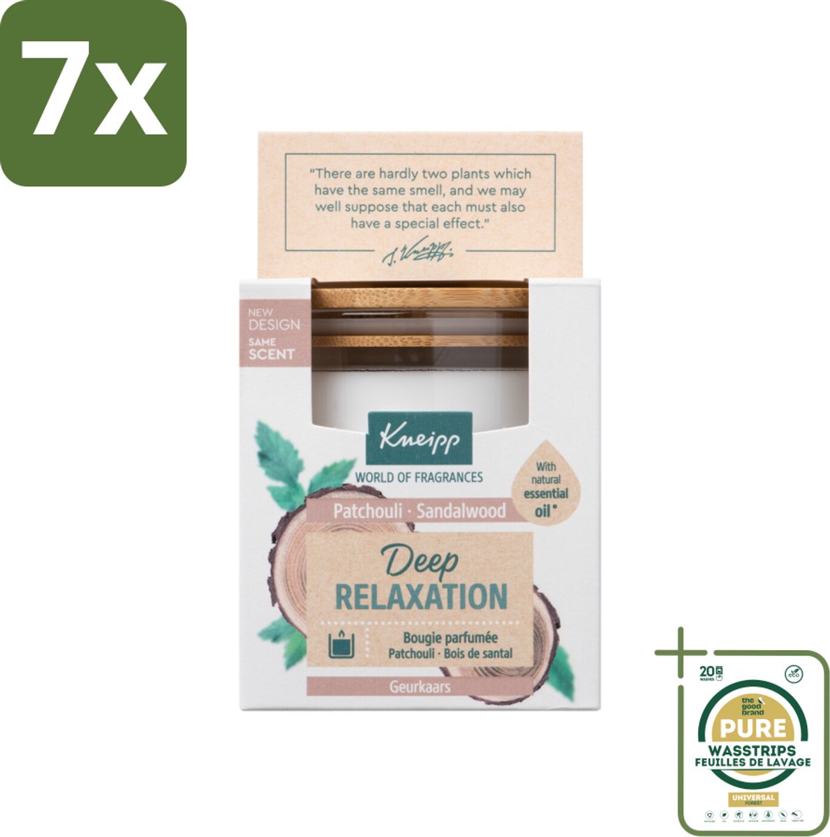 7 x Kneipp - Geurkaars - Deep Relaxation - Sandelhout & Patchouli - 20 branduren - Grootverpakking - Geurkaars - Ontspanning - Sandelhout - Patchouli - Wellness
