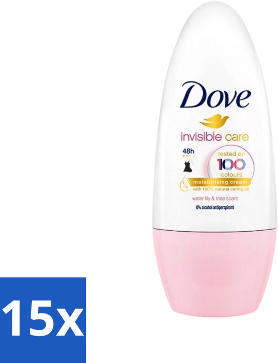 Dove Invisible Touch - Floral Care - Deodorant Roll-on - Waterlelie & Roos - 50 ml - Bulkverpakking - 15 stuks