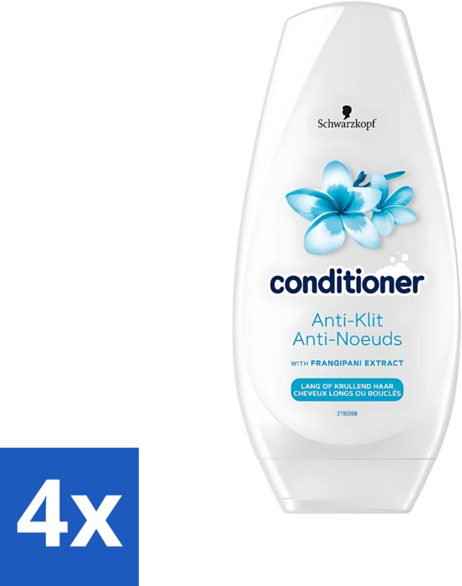 Schwarzkopf - Conditioner - Anti-Klit - Lang of Krullend haar - 250ml - Voordeelverpakking - 4 stuks