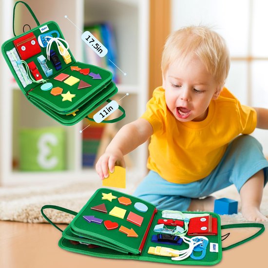 Montessori speelgoed busy board voor peuters - 8 pagina's Montessori Activiteitenboek voor kleuters - Voelbaar sensorisch activiteitenbord voor fijne motoriek - Educatief reisspeelgoed voor baby's, jongens en meisjes — afbeelding 3