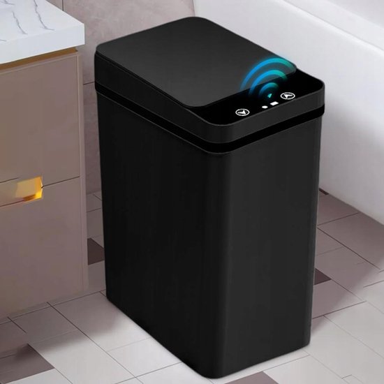 Slimme Prullenbak met Sensor - Automatische Prullenbak - Contactloze Afvalbak - 12L - 0,5 Sec Openen - Infrarood & Tik-sensor - Waterdicht - Luchtdicht Geurvrij - 23,5x15,8x32 cm - Voor Badkamer & Slaapkamer & Keuken