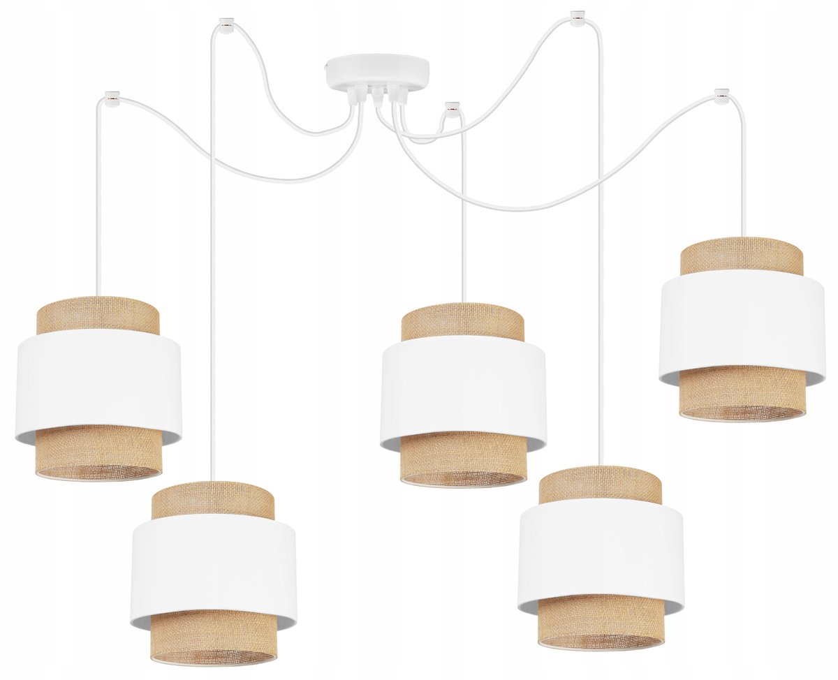 Hanglamp Spinnenweb Stijl - Metaal & Jute - 5xE27 - Max 200cm