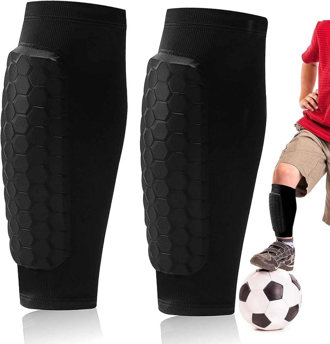 Suotu Scheenbeschermers Voetbal - Shin Guards - Geschikt voor Skiën, Voetbal en Sport - Maat M - Antislip - Zwart