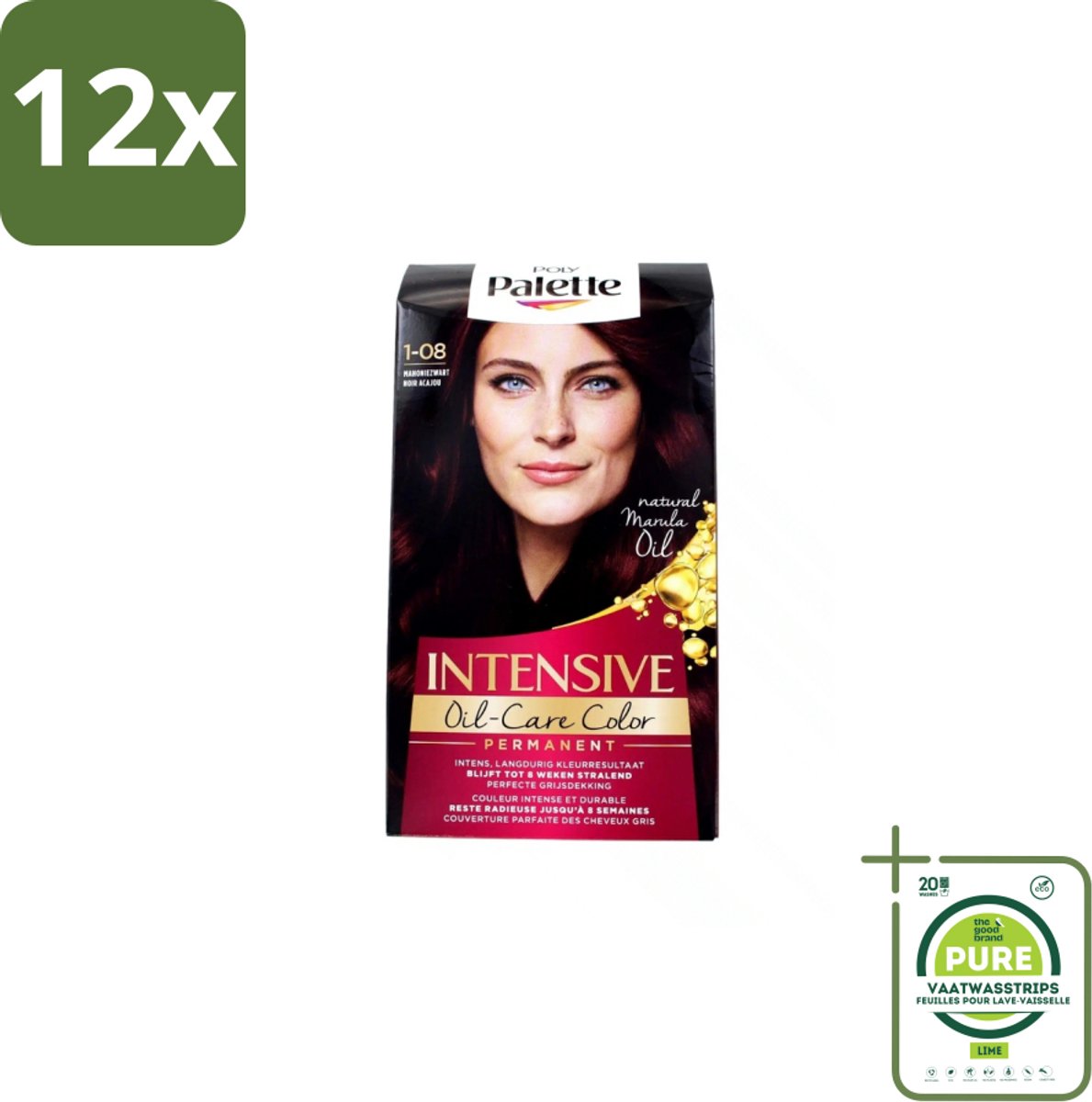 Poly Palette – Haarverf – 45505 Mahoniezwart – 115 ml - Voordeelverpakking - 12 stuks - Donker haar kleuren - Mahoniezwarte haarkleur