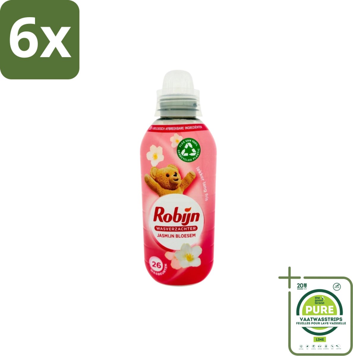 Robijn – Wasverzachter – Jasmijn Bloesem – 650 ml - Voordeelverpakking - 6 stuks - Wasverzachter jasmijn bloesem - Wasverzachter voor kleding