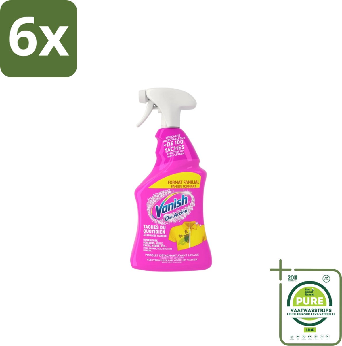 Vanish – Vlekverwijderaar Spray – Oxi Action 4-in-1 – 940 ml - Voordeelverpakking - 6 stuks - Vlekverwijderaar - Wasmiddel