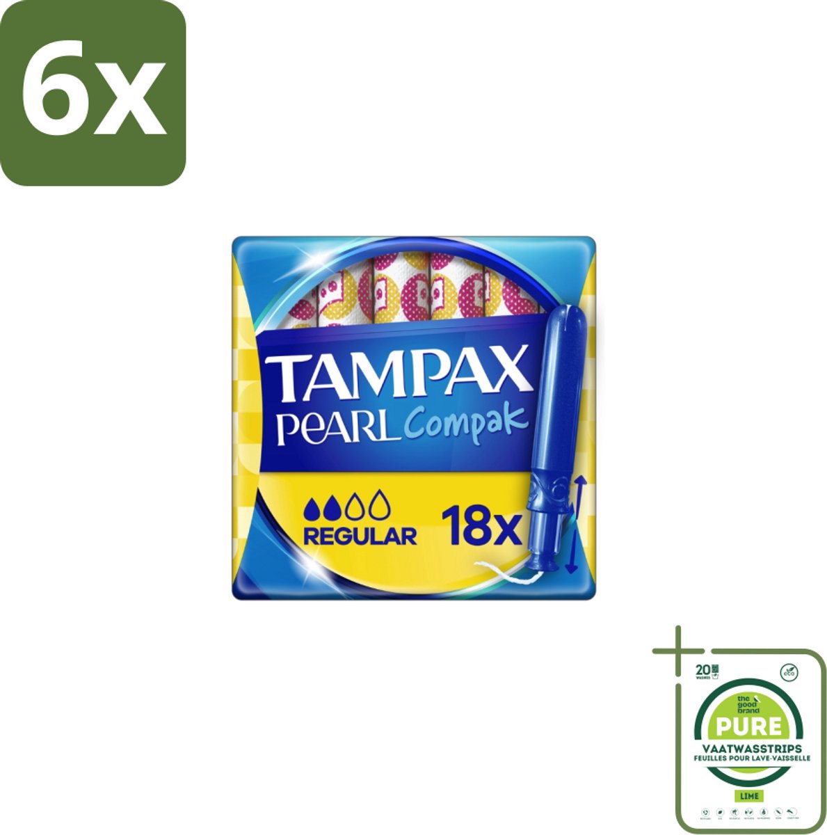 Tampax Pearl Compak – Tampons – Regular - Voordeelverpakking - 6 stuks - Tampon - Menstruatie