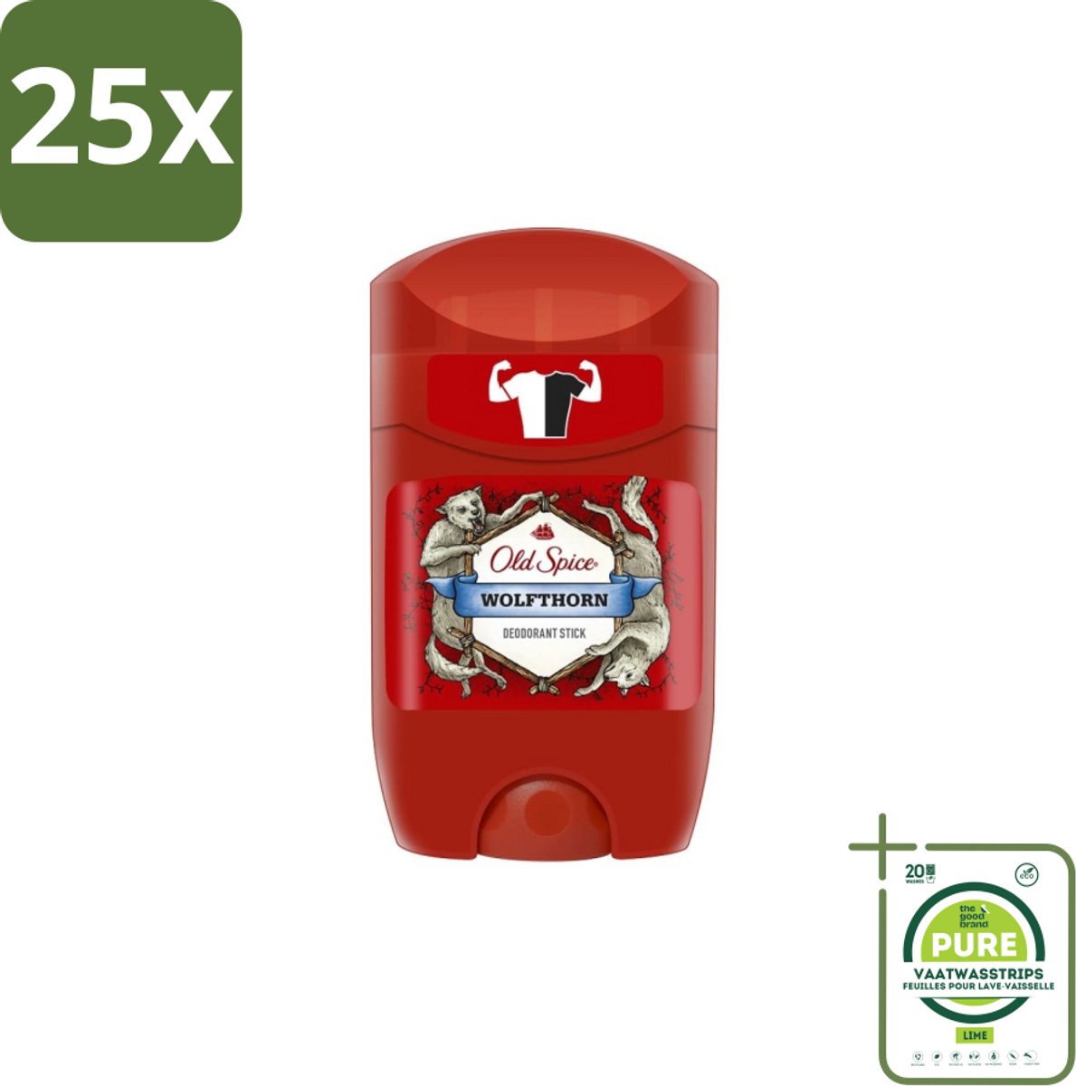 25 x Old Spice – Deodorantstick – Wolfthorn – 50 ml - Grootverpakking - Old Spice Wolfthorn - Deodorant Stok - Anti-geur - Frisheid - Geur