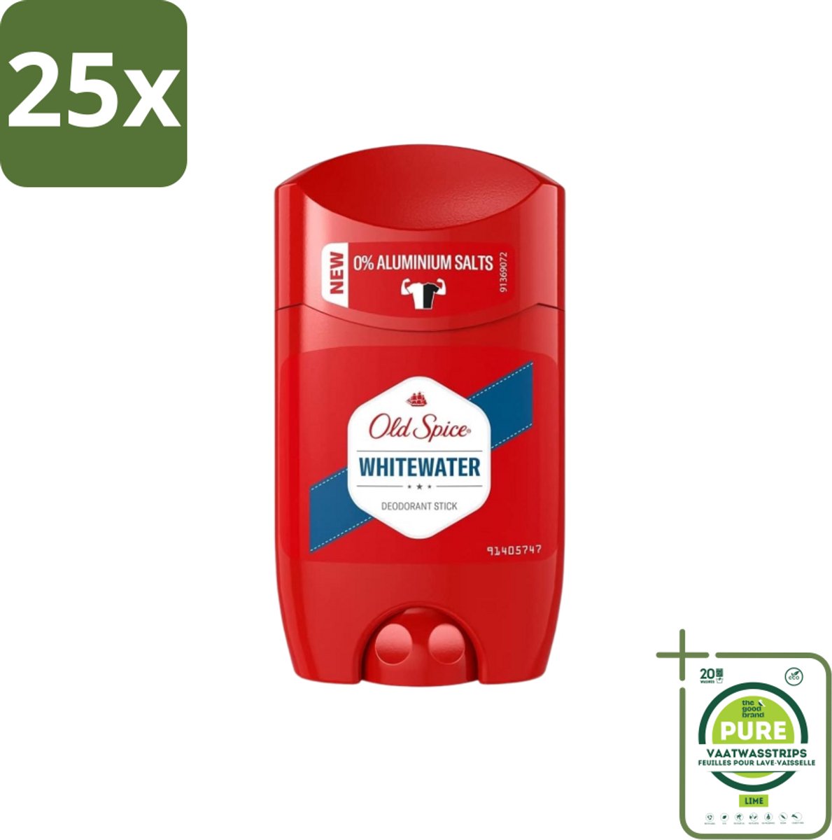 25 x Old Spice – Deodorantstick – Whitewater – 50 ml - Grootverpakking - Deodorantstift - Frisheid - Geur - Geurtjesbestendig - Langdurige Bescherming