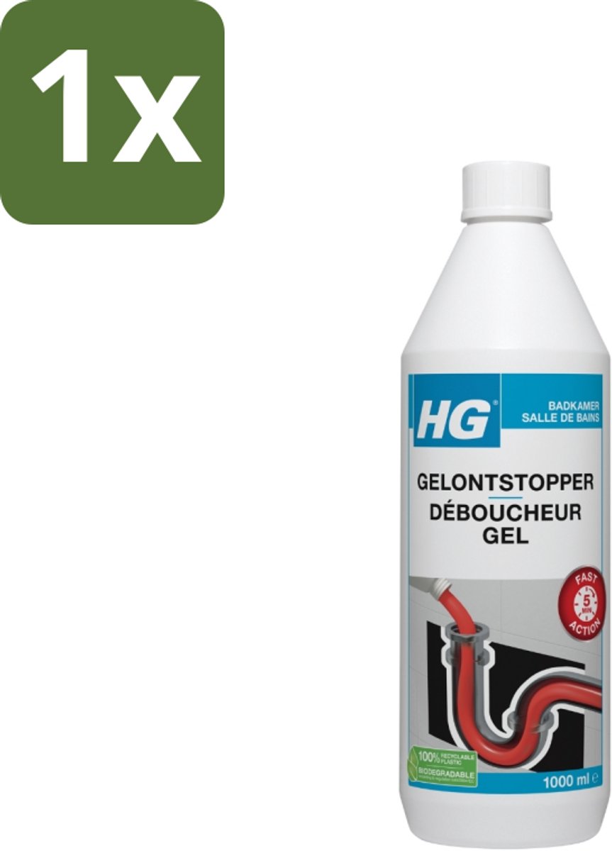 1 x HG Ontstopper Gel 1 liter - Badkamerontstopper - Gelontstopper - Verstoppingen - Badkamerontstopper Gel - Leidingenontstopper