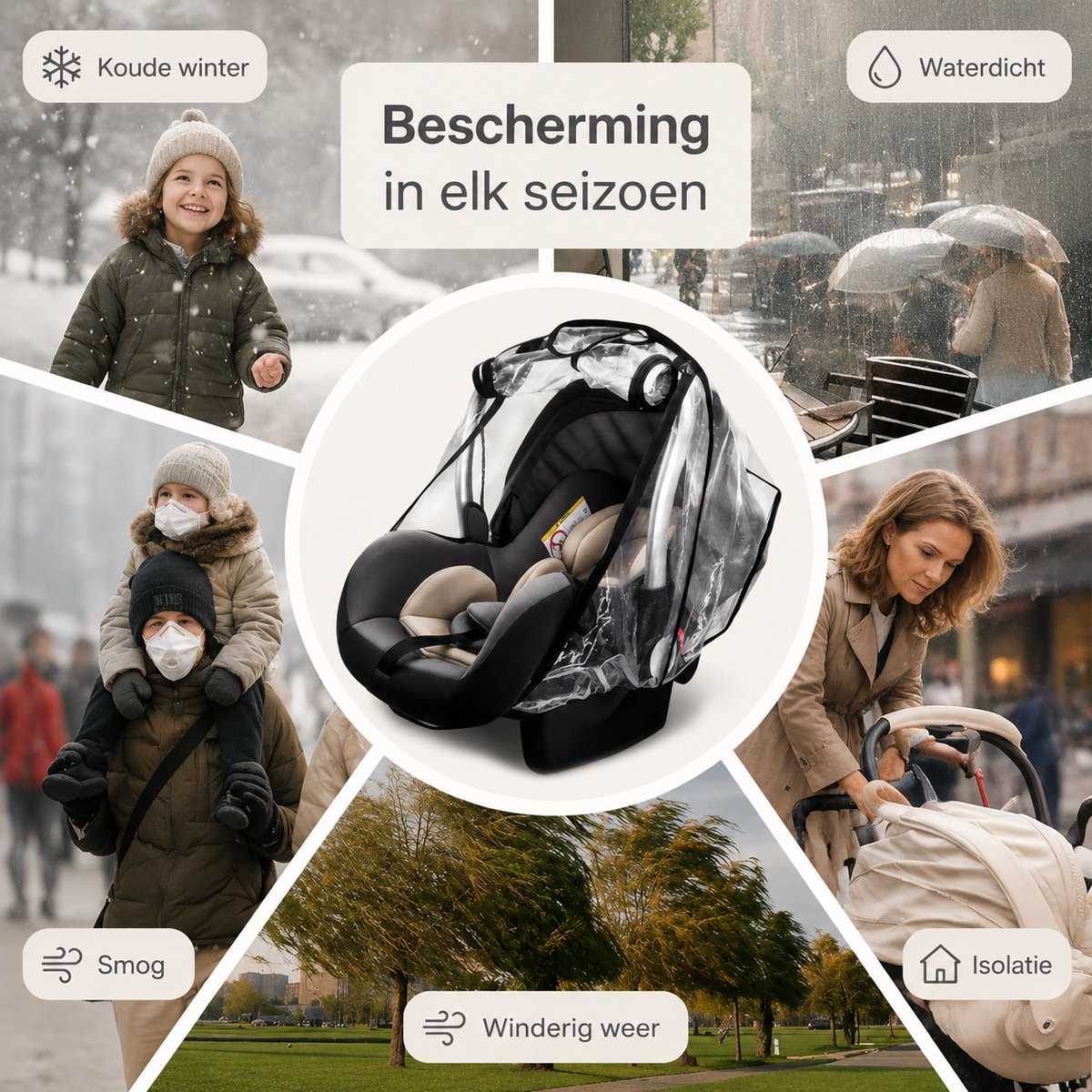 BOTC Regenhoes Kinderwagen - BPA vrij - Universele Regenhoes Kinderwagen - EVA Regenhoes voor reiswieg – foto 7
