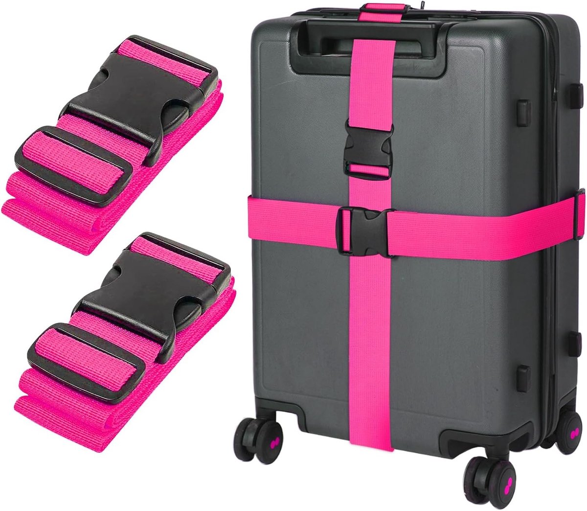 Verstelbare Kofferbanden Set van 2, 195 cm, Ideaal voor Reisbagage, Kofferaccessoires en Luchtvaartveiligheid