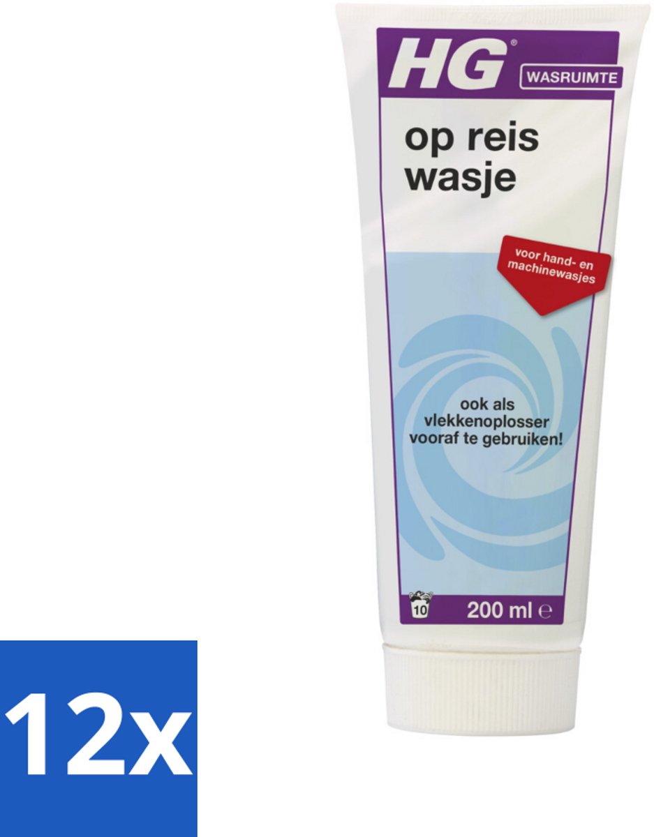 12 x HG Op Reis Wasje 200 ml - Wasmiddel - Wasmiddel Op Reis - Handwas - Wasverzachter - Vlekkenverwijderaar