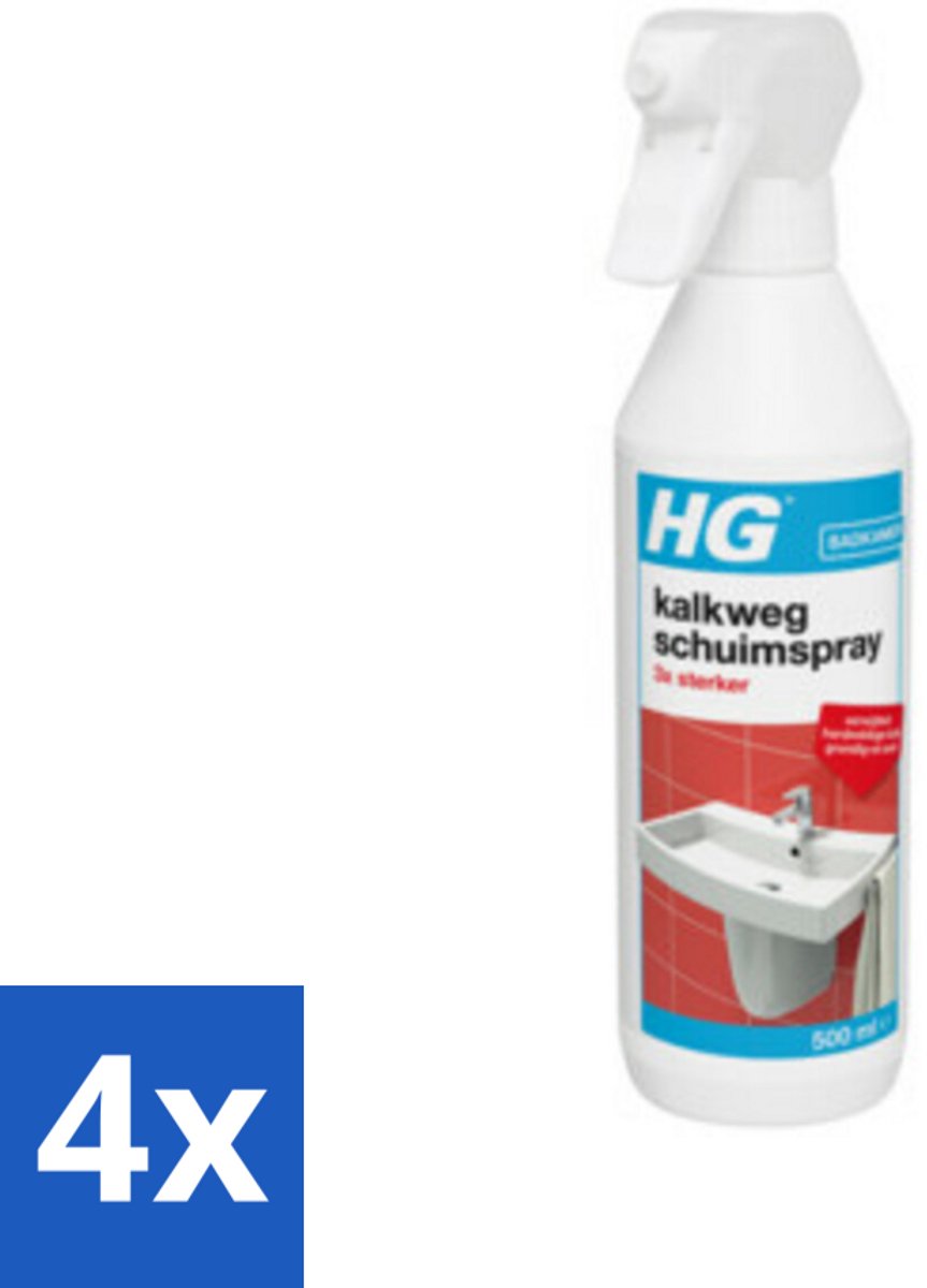 4 x HG Kalkweg Schuimspray 3x Sterker 500 ml - Kalkverwijderaar - Kalkreiniging - Badkamerschoonmaak - Schimmelreiniging - Badkamervuil