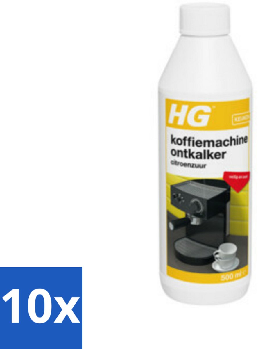 10 x HG Koffiemachine Ontkalker Citroenzuur 500 ml - Koffiemachine Ontkalker - Citroenzuur - Espresso Machine Ontkalker - Padkoffiemachine Ontkalker - Kalkverwijdering