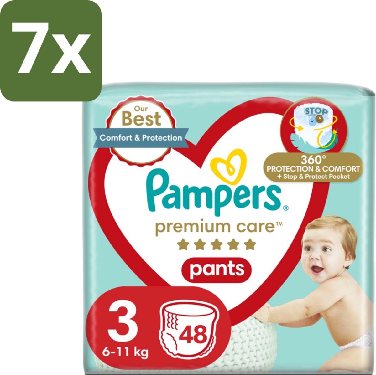 7 x Pampers – Luierbroekjes – Premium Care Pants Maat 3 – 48 Luiers - Luier - Luierbroek - Luier Voor Baby - Luier Voor Kind - Droge Billetjes