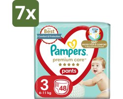 7 x Pampers – Luierbroekjes – Premium Care Pants Maat 3 – 48 Luiers - Luier - Luierbroek - Luier Voor Baby - Luier Voor Kind - Droge Billetjes
