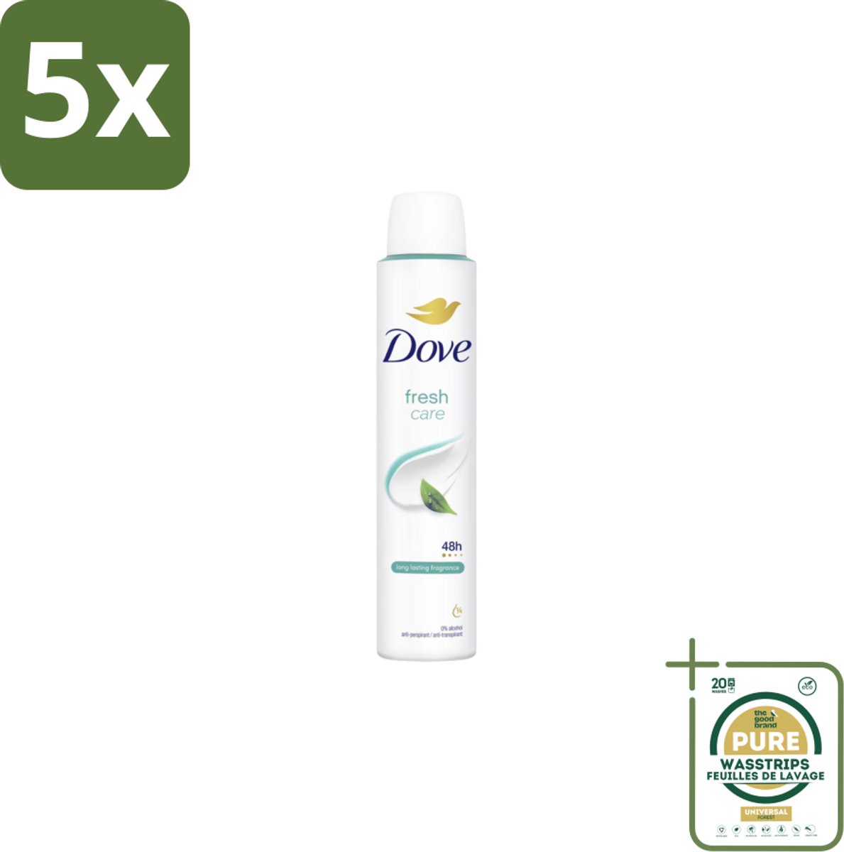 5 x Dove – Deodorant Spray – Fresh Care – 200 ml - Grootverpakking - Anti-transpirant Spray - Zweetvermindering - Geurvermindering - Fris - Geur