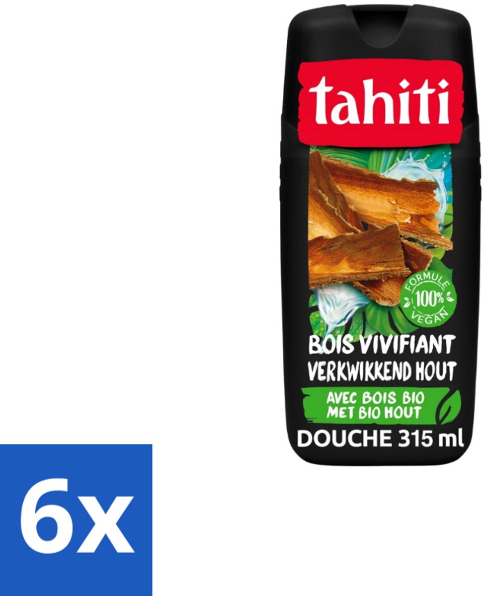 Tahiti – Douchegel – Tropenhout Vegan - 315 ml - Voordeelverpakking - 6 stuks