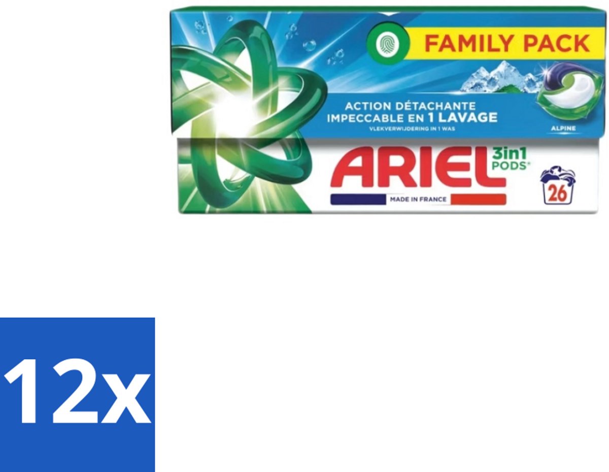 Ariel – Pods 3in1 – Alpine – 26 wasbeurten - Voordeelverpakking - 12 stuks