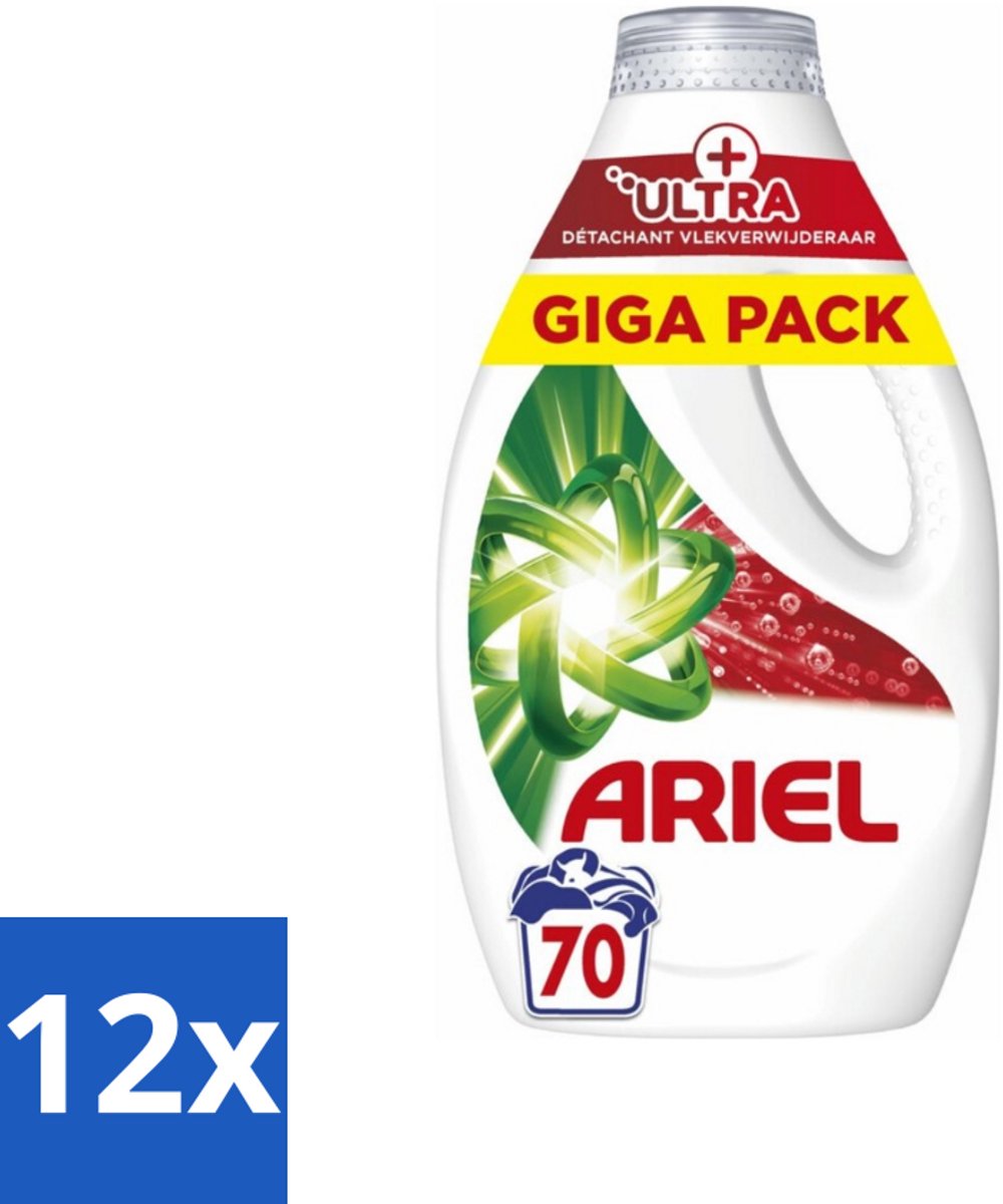 Ariel – Vloeibaar Wasmiddel – Ultra Vlekverwijderaar – 3150 ml – 70 wasbeurten - Voordeelverpakking - 12 stuks
