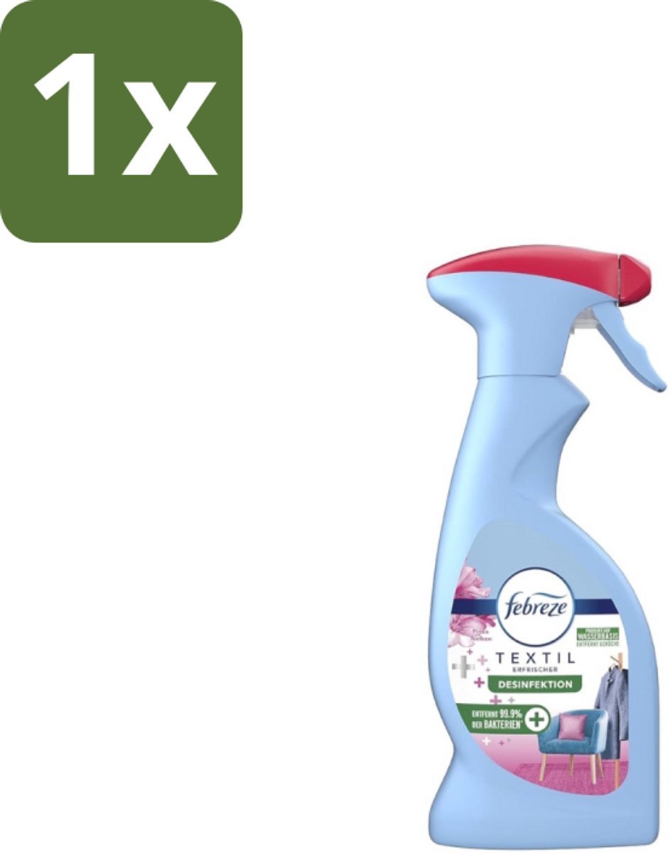 1 x Febreze – Textielspray – Roze Anjers – 375 ml - Textielgeur - Textielverzorging - Geurverwijdering - Textielspray - Roze Anjers
