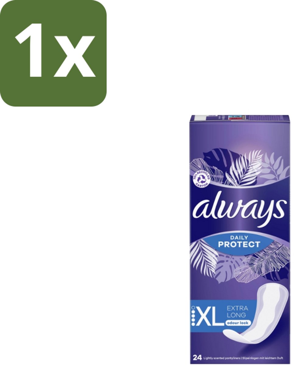 1 x Always – Inlegkruisjes – Extra Long – 24 Inlegkruisjes - Inlegkruisjes - Extra Lang - Dagelijkse Bescherming - Fris Gevoel - Absorberende Inlegkruisjes