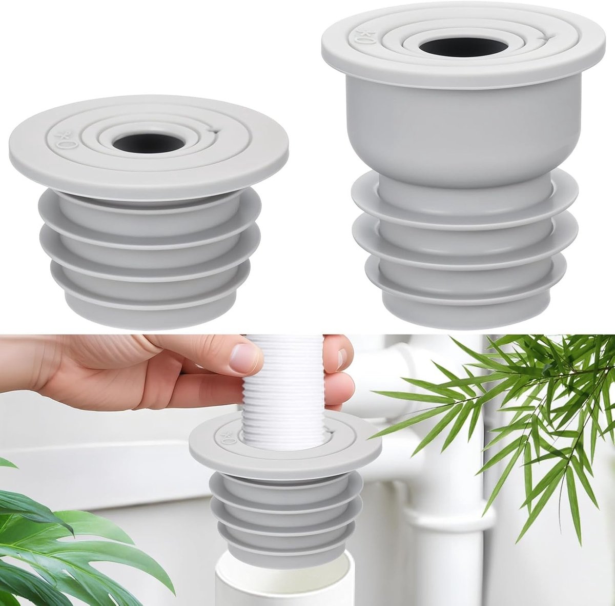 Duurzame silicone afdichting voor wasmachine slangen - 2 stuks, grijs, waterdicht en flexibel