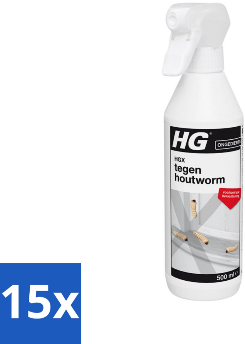 15 x HG X Tegen Houtworm 500 ml - Houtworm Bestrijding - Hout Bescherming - Hout Reinigen - Hout Herstellen - Houtaantastende Insecten