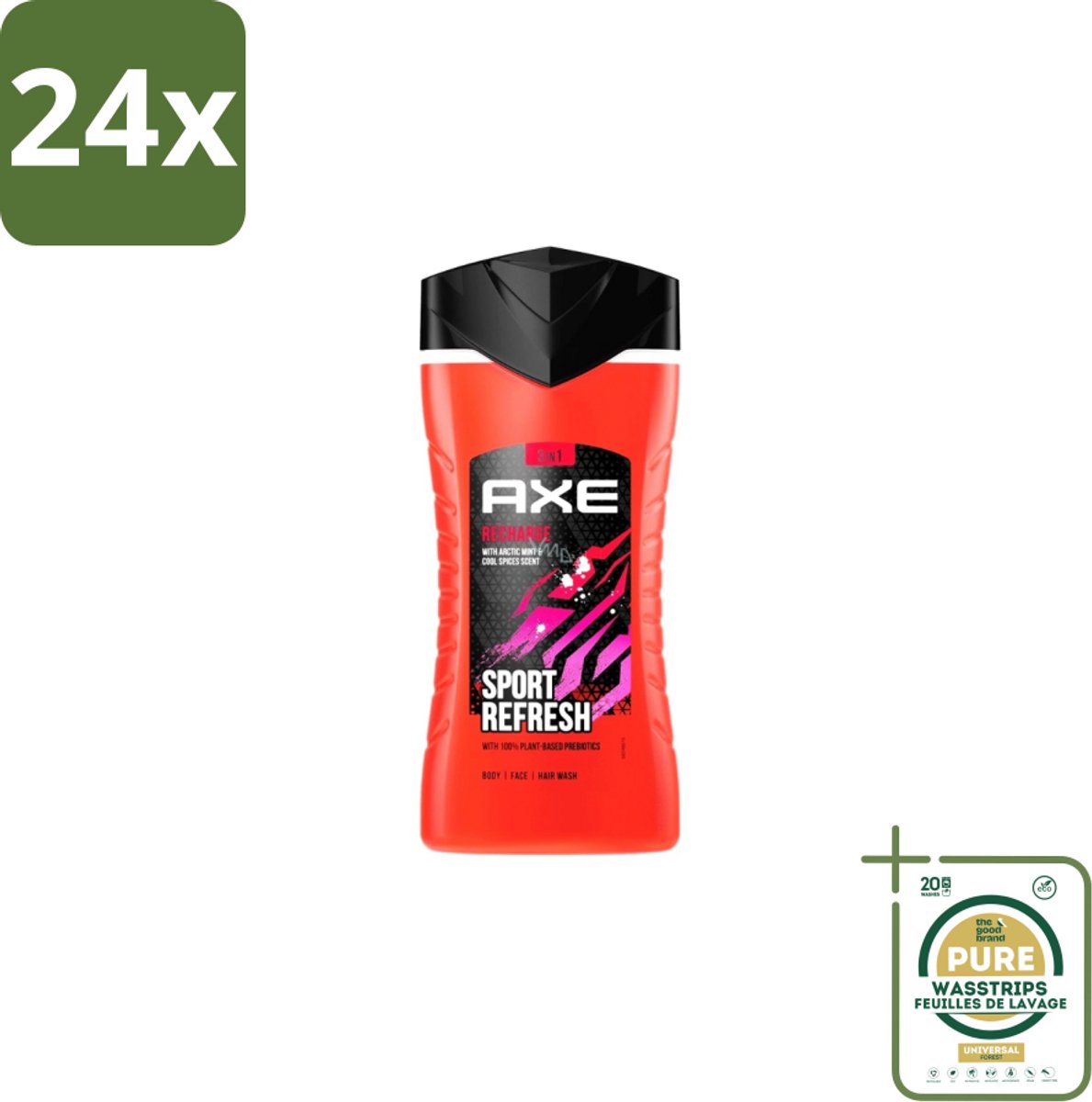 AXE – Douchegel – Sport Refresh – 250 ml - Voordeelverpakking - 24 stuks - Menthol douchegel - Sportieve geur