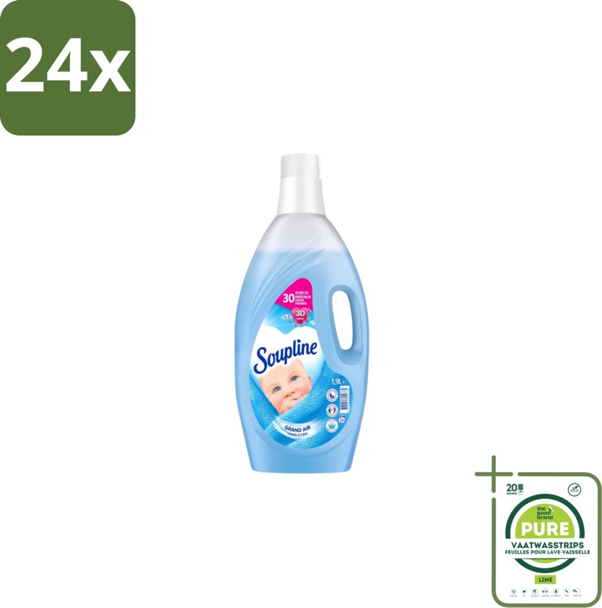 Soupline – Wasverzachter – Hemels Fris – 1,9 L - Voordeelverpakking - 24 stuks - Wasverzachter - Wasgoed verzachter