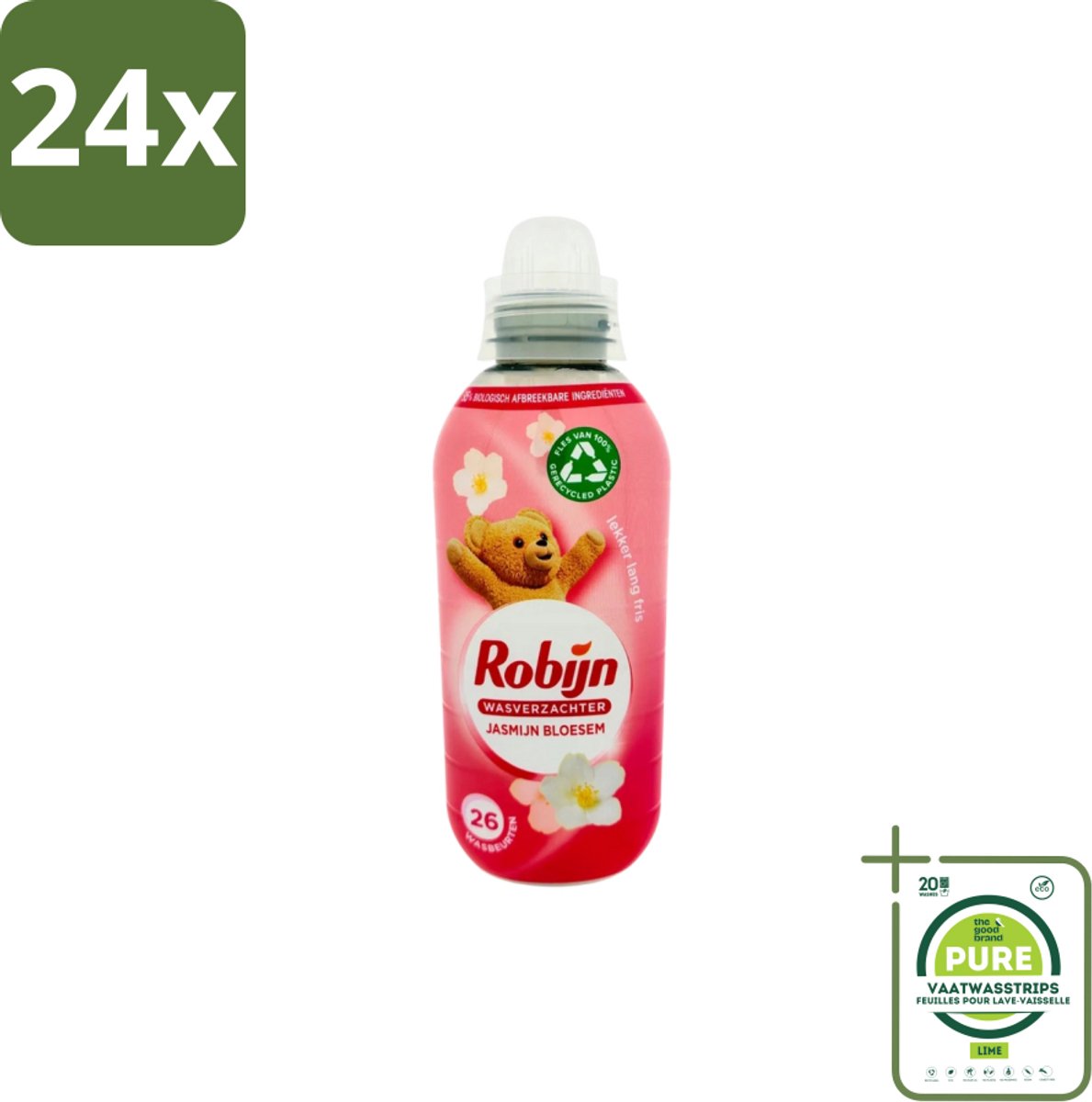 Robijn – Wasverzachter – Jasmijn Bloesem – 650 ml - Voordeelverpakking - 24 stuks - Wasverzachter jasmijn bloesem - Wasverzachter voor kleding