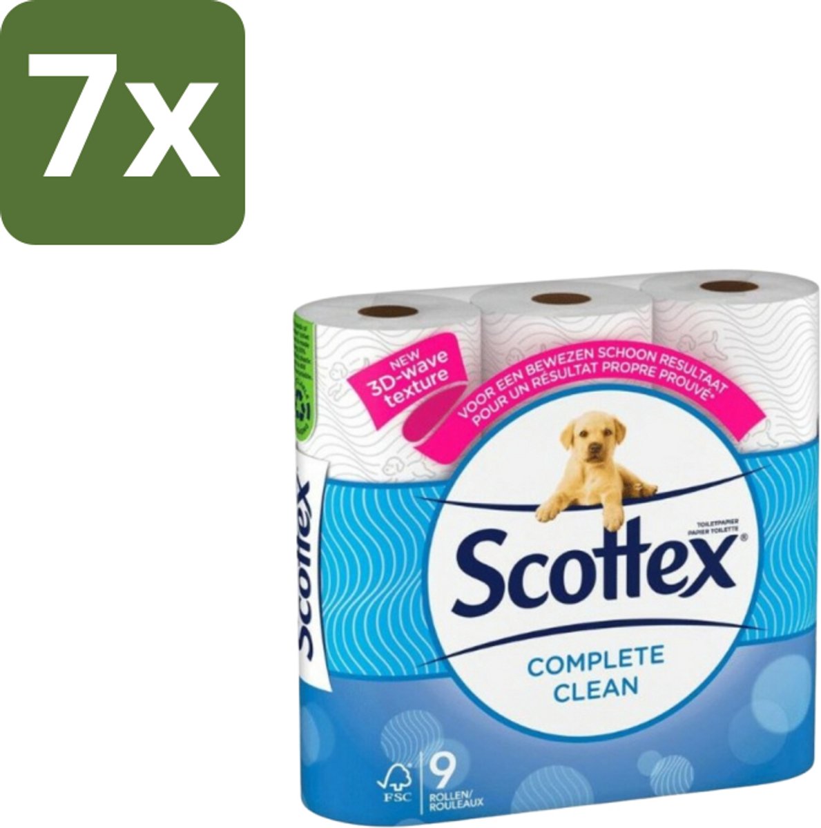 Page Scottex – Toiletpapier – Complete Clean 2-laags – 9 rollen - Bulkverpakking - 7 stuks