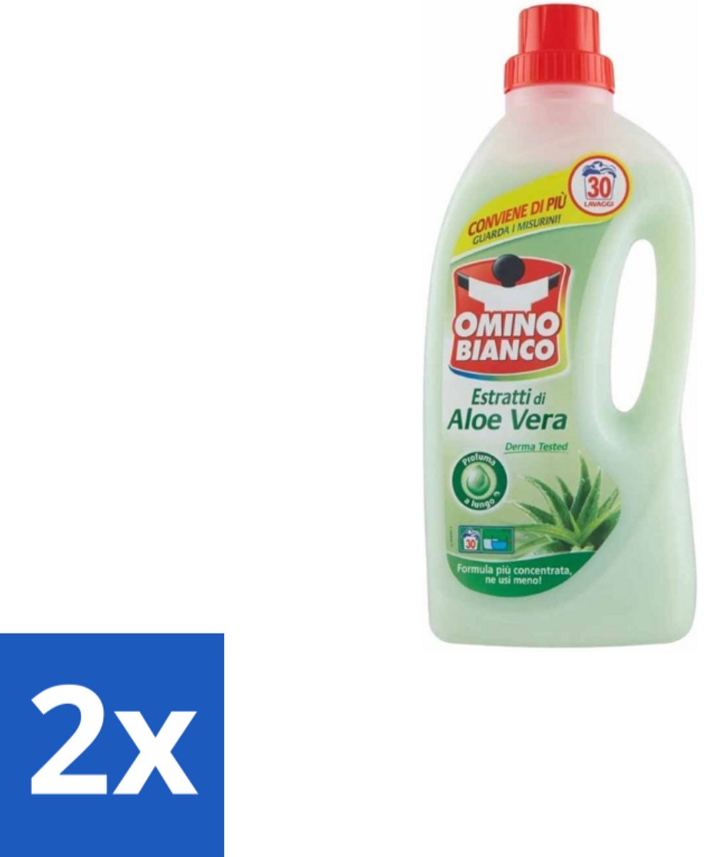 Omino Bianco – Vloeibaar Wasmiddel – Aloë Vera – 1500 ml - Voordeelverpakking - 2 stuks