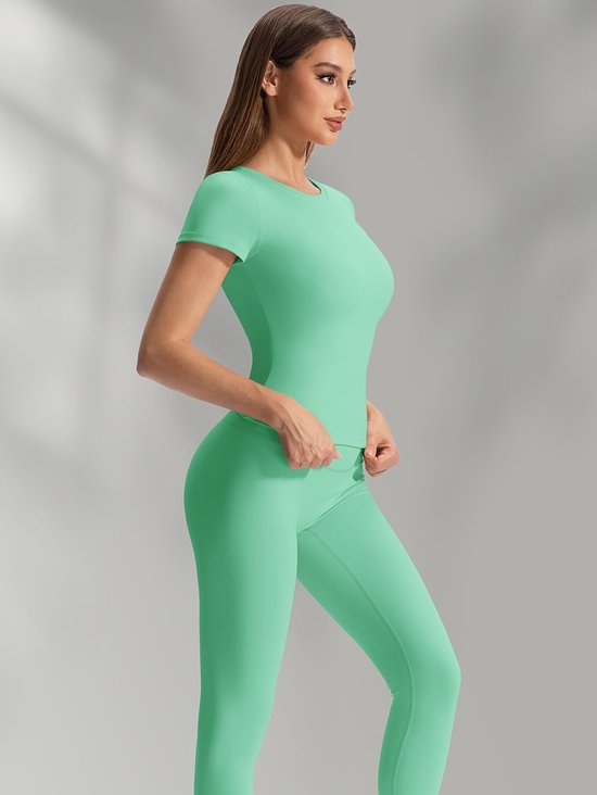 Currero Pilates Pak Dames - Yoga - Buttshaper - Gym - Fitness - Butt Lift - Bil Vergrotend - Heup Liftend - Yogakleding - Fel Groen M — afbeelding 4