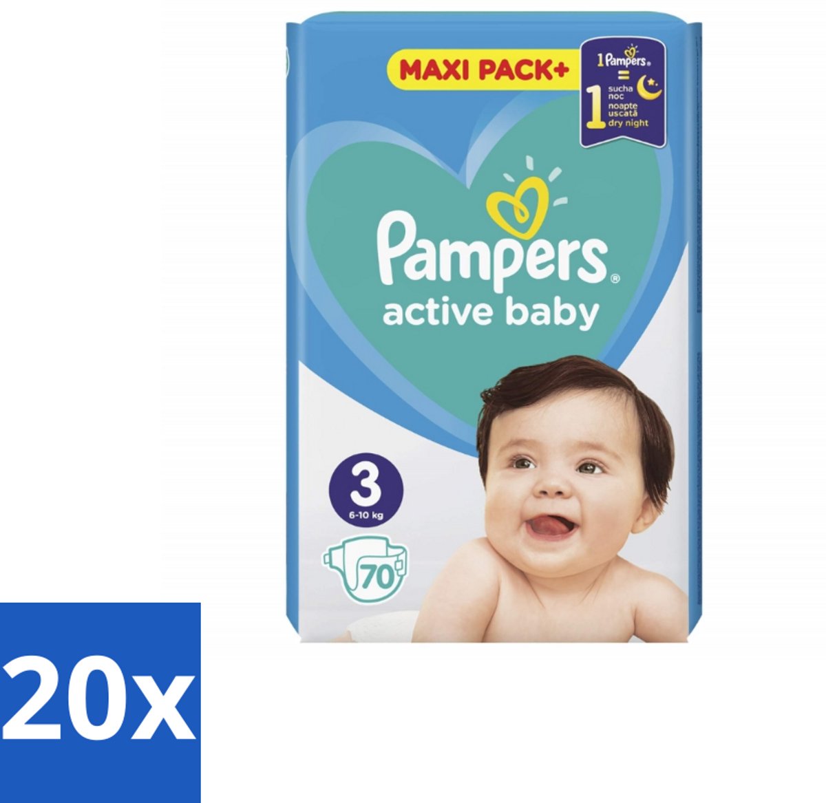 Pampers – Luiers – Active Baby Maat 3 – 70 Luiers - Bulkverpakking - 20 stuks