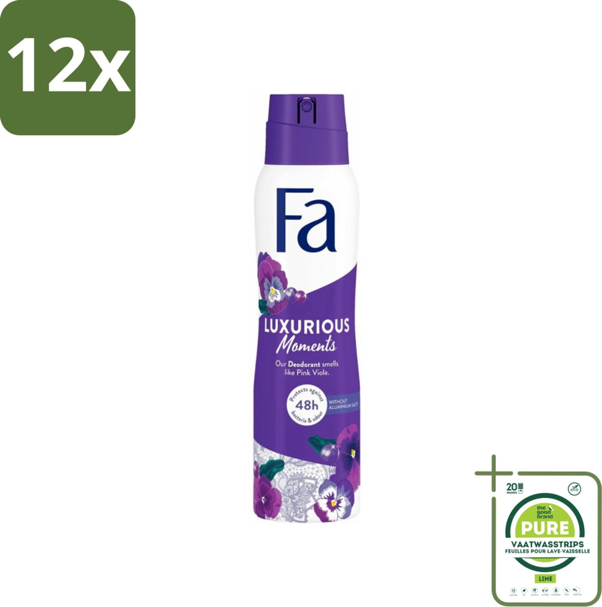 Fa Deodorant Spray Luxurious Viola 150 ml - Voordeelverpakking - 12 stuks - Deodorant - Roze Viooltjes