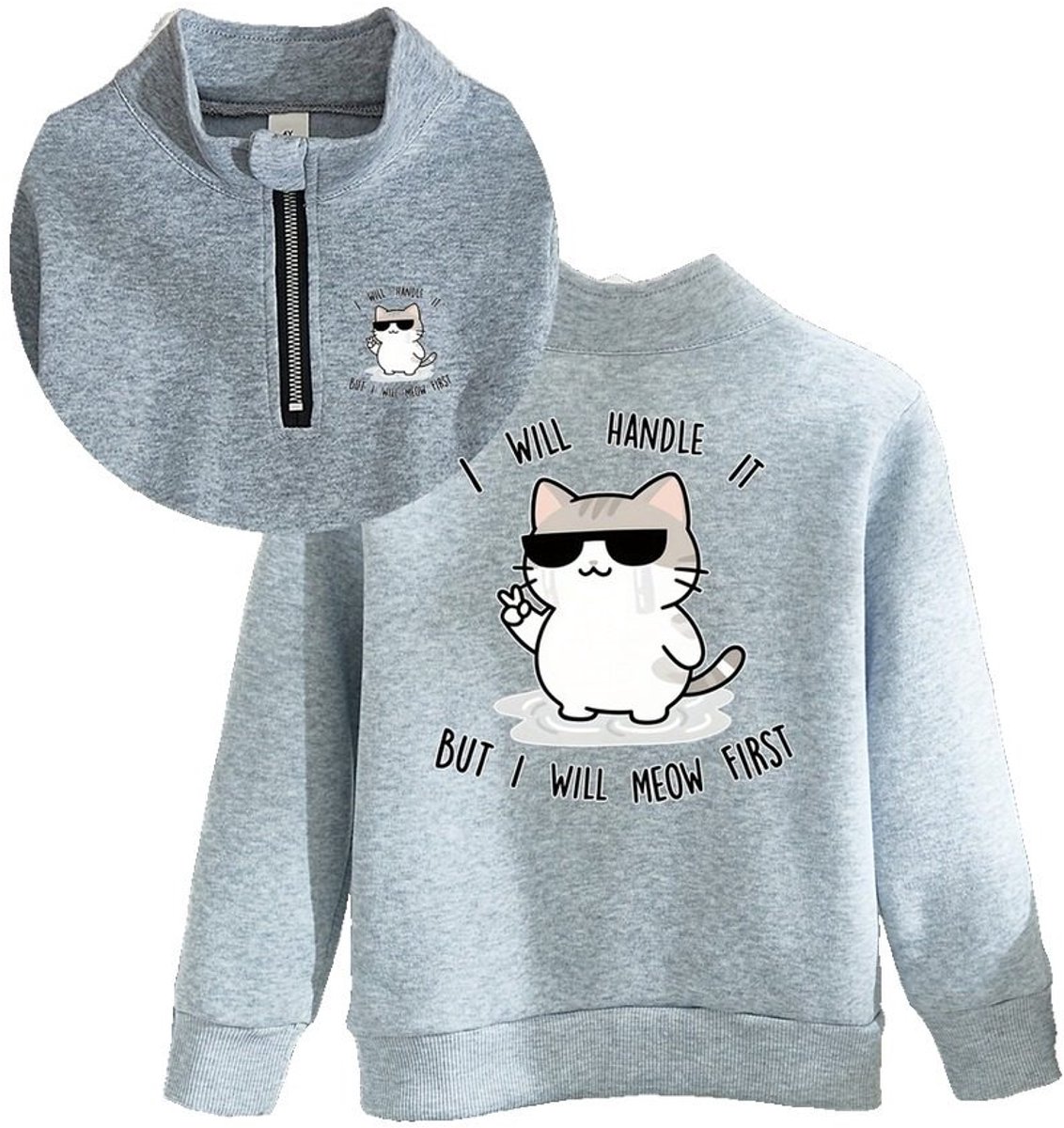 Currero Quarter Zip Jongens Sweater Met Rits Jumper Quarterzip Hoodie Jongen Warme Trui Vest Lang Coltrui 5 Jaar Grijs