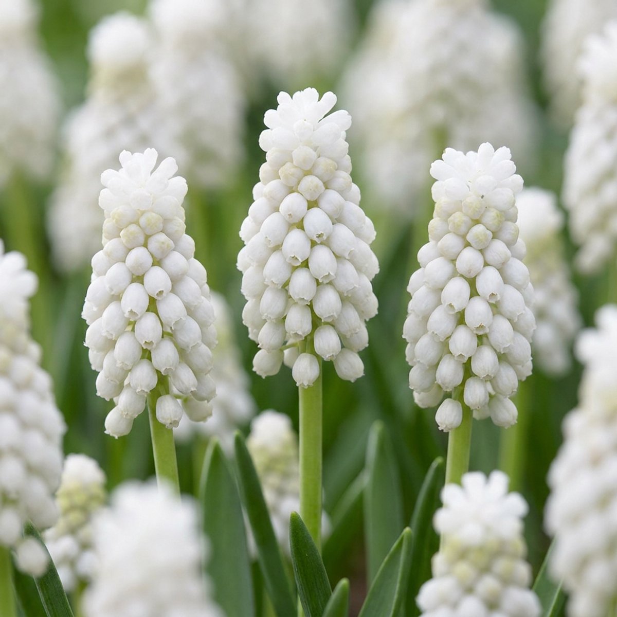Green boutiQ - 200x Muscari White Magic - Witte druifhyacint - Wit - Verwilderingsbol - Bolmaat 6/7